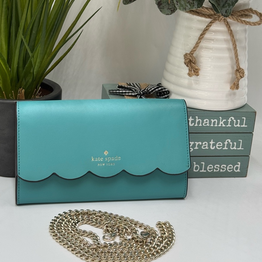 Kate Spade Gemma wallet on a chain crossbody bag in a teal - Picture 1 of 9